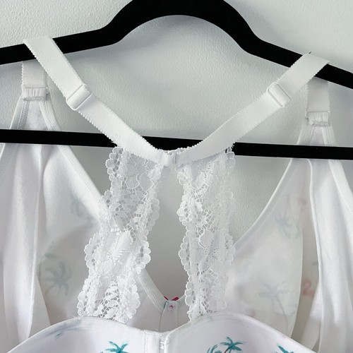 Cacique Lace Bralette Racerback Soft Cup Wireless Bra Size 50DDD Flamingo Palm - 第 12/24 張圖片