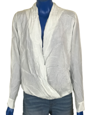Chemisier Femme Transfer En Soie & Viscose - Vert, Coupe Croisée Sans Col, Taille M (Occasion Très Bon État)