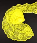 BLAZING YELLOW~4 Inch Wide Ruffled Floral Lace Trim~By 5 Yards
