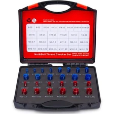 Nut and Bolt Thread Checker - Red & Blue 26 Gauges High-Speed Steel Bolt and ...