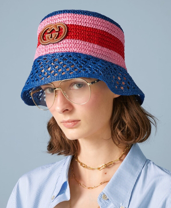 ストローハット GUCCI EMBROIDERED RAFFIA GUCCI SUMMER BUCKET HAT NWT GUCCI RAFFIA-EFFECT VISCOSE BUCKET HAT $ 750 | eBay