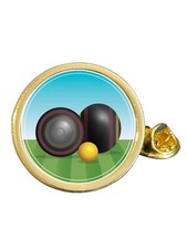 Bowling Bowls And Jack Gold Plated Domed Lapel Pin Badge (N) in Bag