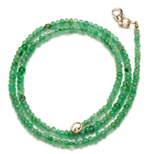 Natürliche grüne Erdbeerquarz 3 bis 5 mm grobe unpolierte Perlen Halskette 17" - Bild 1 von 10