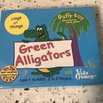 GREEN ALLIGATORS RINGS & THINGS Word Game For 4 To Adult. Learning. Made Fun.
