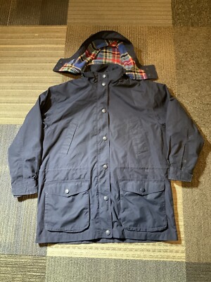 Mens Eddie Bauer Size Large Blue Jacket Parka Flannel Lined Hooded