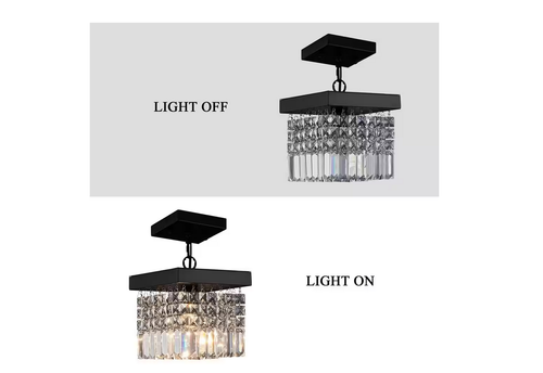 8 in. 1-Light Modern Black Chandelier Crystal Pendant Lighting