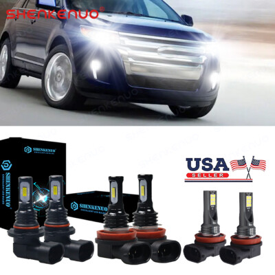For Ford Edge 2007 2008 2009 2010 6* LED Headlight Hi/Lo Bulbs + Fog Light Combo