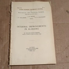 Internal Improvements in Alabama Original John Hopkins Press 1902 Paperback RARE