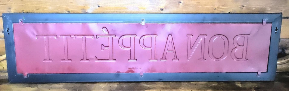 Letrero colgante de metal rojo "BON APPETIT" / Excelente estado Foto 4 de 4