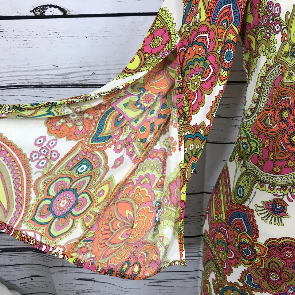 Vestido Milly Multi Paisley Jewel Adornado Firma Forrado de Seda Talla Pequeña (J) Foto 3 de 4