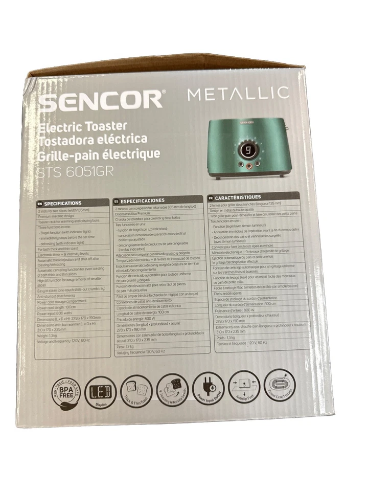 Tostadora 2 rebanadas Sencor verde metálico Foto 2 de 2
