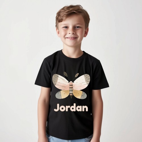 Camiseta Personalizada Linda Estampado Mariposa Niños para Niños y Niñas Unisex Personalizada - Imagen 3 de 10