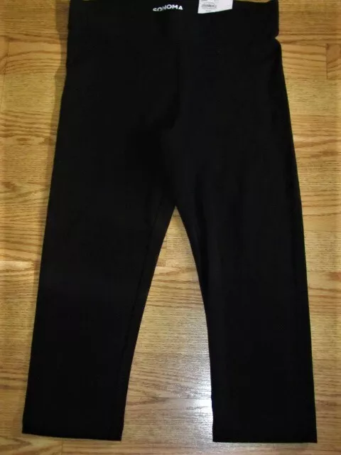 NWT Womens SONOMA Black Mid Rise Stretch Knit Cropped Leggings