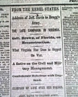 JEFFERSON DAVIS Chickamauga Victory Speech Bragg's Army 1863 Civil War Newspaper