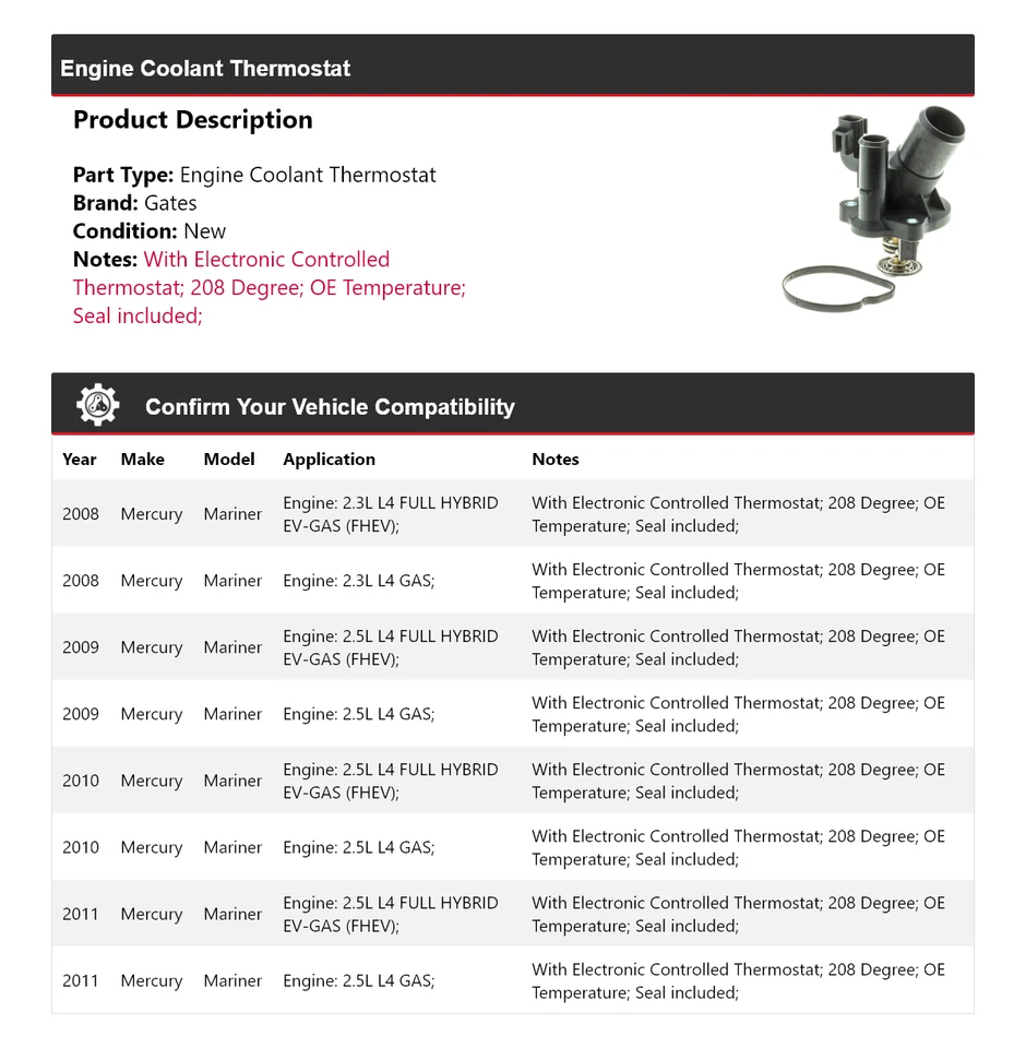 Ворота термостата охлаждающей жидкости двигателя Mercury Mariner 2008-2011 годов выпуска 2009 2010 годов выпуска - Изображение 2 из 4