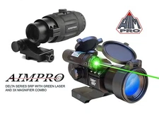 Red Dot Sight with Flip to Side Magnifier Combo Aimpro FTS Mount Green Laser 