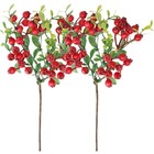 2 Pcs Artificial Berry Stems Red Berries Twig Winter Decorations