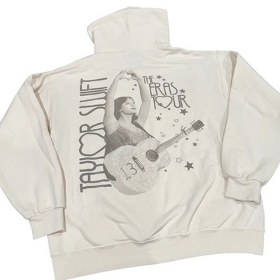 Taylor Swift eras tour fearless heart Large women tan hood sweatshirt merch READ