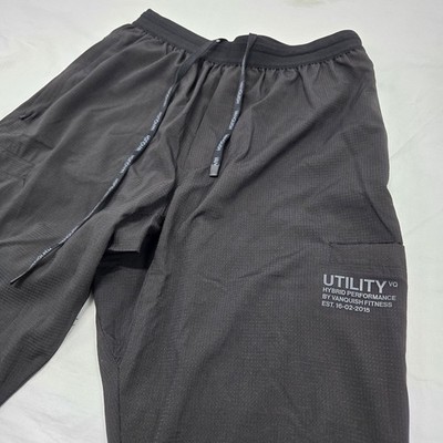Mens MEDIUM Vanquish Utility Active Pants Black Hybrid Performance Cargo Pockets