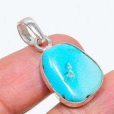 Tibetan Turquoise Gemstone 925 Sterling Silver Jewelry Pendant 1.38" p937