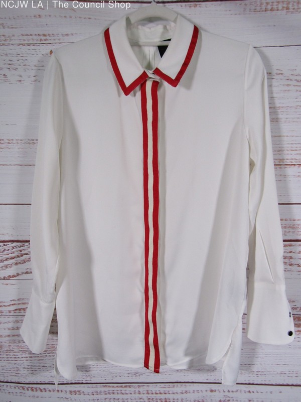 Hotel Particulier Women's White Long Sleeve Button Down Blouse Size L