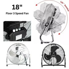 18" Floor Fan Air Cooling Circulator High Speed Home Office Standing 3 Speed Fan