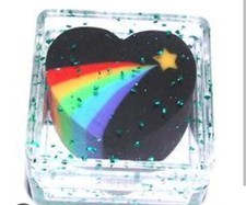80s Vintage Red Glitter Cased Falling Star Heart Eraser