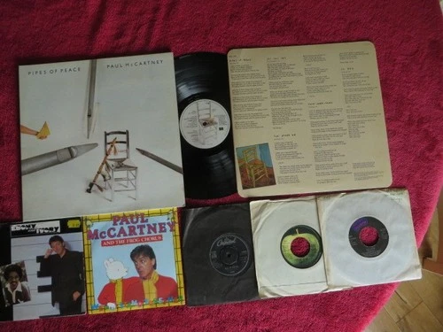PAUL McCARTNEY - VINYL LP ALBUM - PIPES OF PEACE + 5 SINGLE 45's BUNDLE