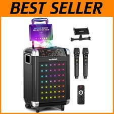 Bluetooth Karaoke Speaker with 2 Microphones and EQ Controls