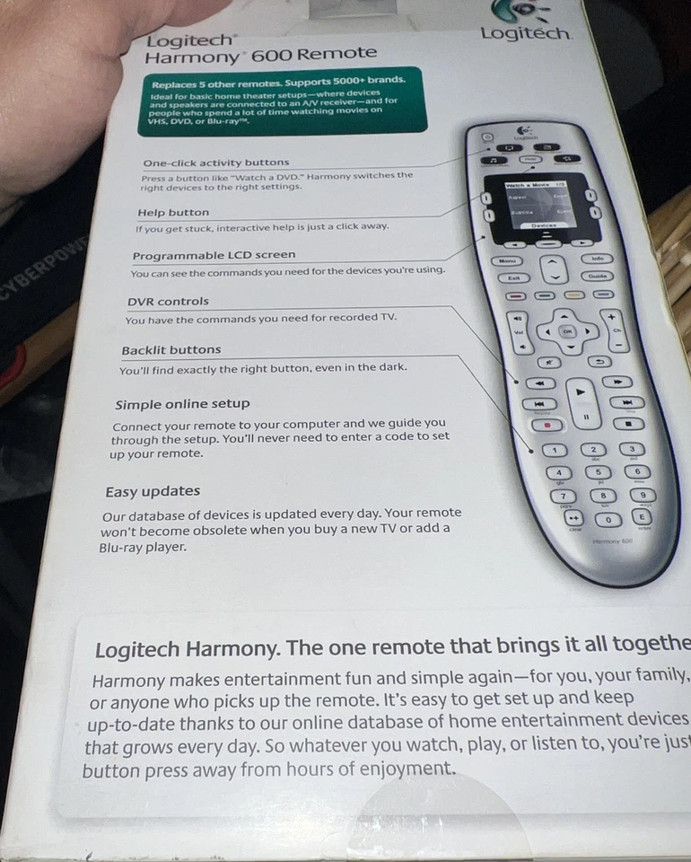 Logitech Harmony 600 Universal Advanced Programmable Remote Control NEW - Image 2 of 4