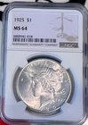 1925 MS 64 Silver Peace Dollar - fair shared shipping