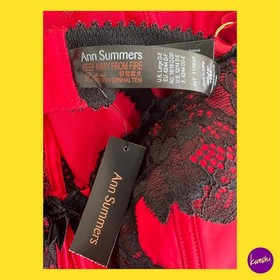 ANN SUMMERS Women's Lace Corset Basque, Red & Black, UK Large D-E | EU 42-44