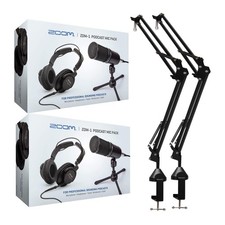 Zoom ZDM-1 2-Person Podcast Microphone Pack Boom Arm Bundle PRO