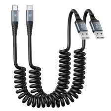 USB Type C Charger Cable Fast Charging, 2Pack, 3ft Coiled USB A to Type C