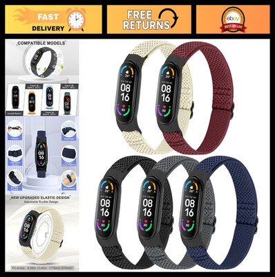 5 Pack Adjustable Nylon Loop Bands for Xiaomi Mi Band 7 6 5 4 3 & Amazfit - Brea