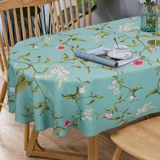 Bnejvif Plum Flower Oval Print Tablecloth Spring Patterned Summer Waterproof Wri