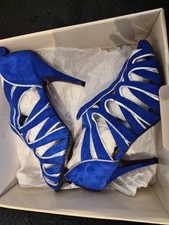 Next Size 8/42 Electric Blue and Silver Evening Shoes