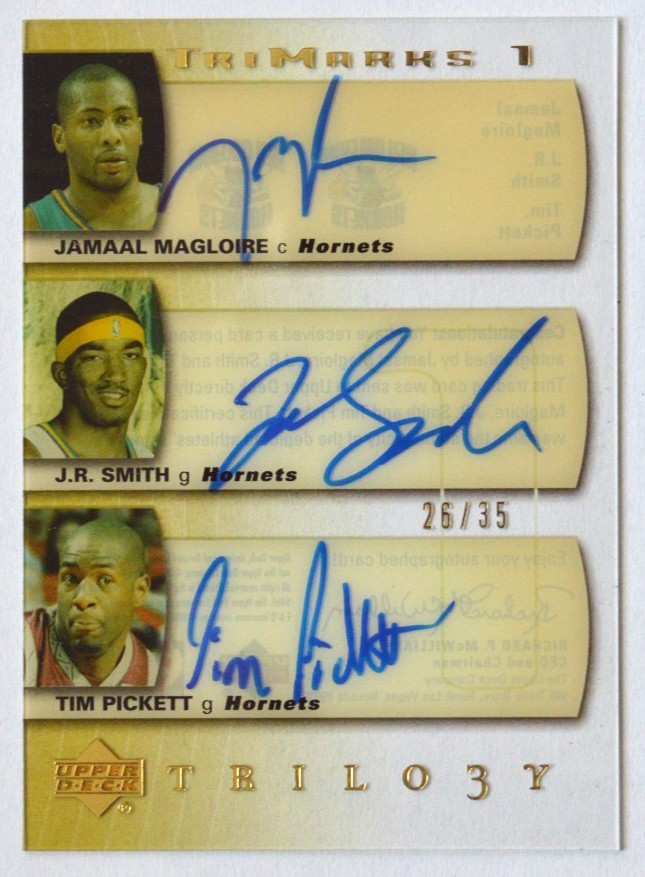 2004-05 Jamaal Magloire/JR Smith/Tim Pickett UD Trilogy Triple Auto /35 #TM-MSP