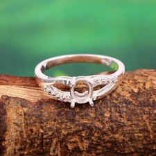 925 Sterling Silver Jewelry Semi Mount Ring Stone Setting Size 8X6 MM Oval Shape