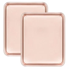 11" x 9" Baking Pans Cookie Sheets Set of 2 Nonstick Toaster Oven Pan Set for...