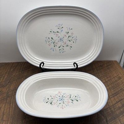 VTG Yamaka Fascino Stoneware Oval Serving Platter Bowl Hand Decorated Japan