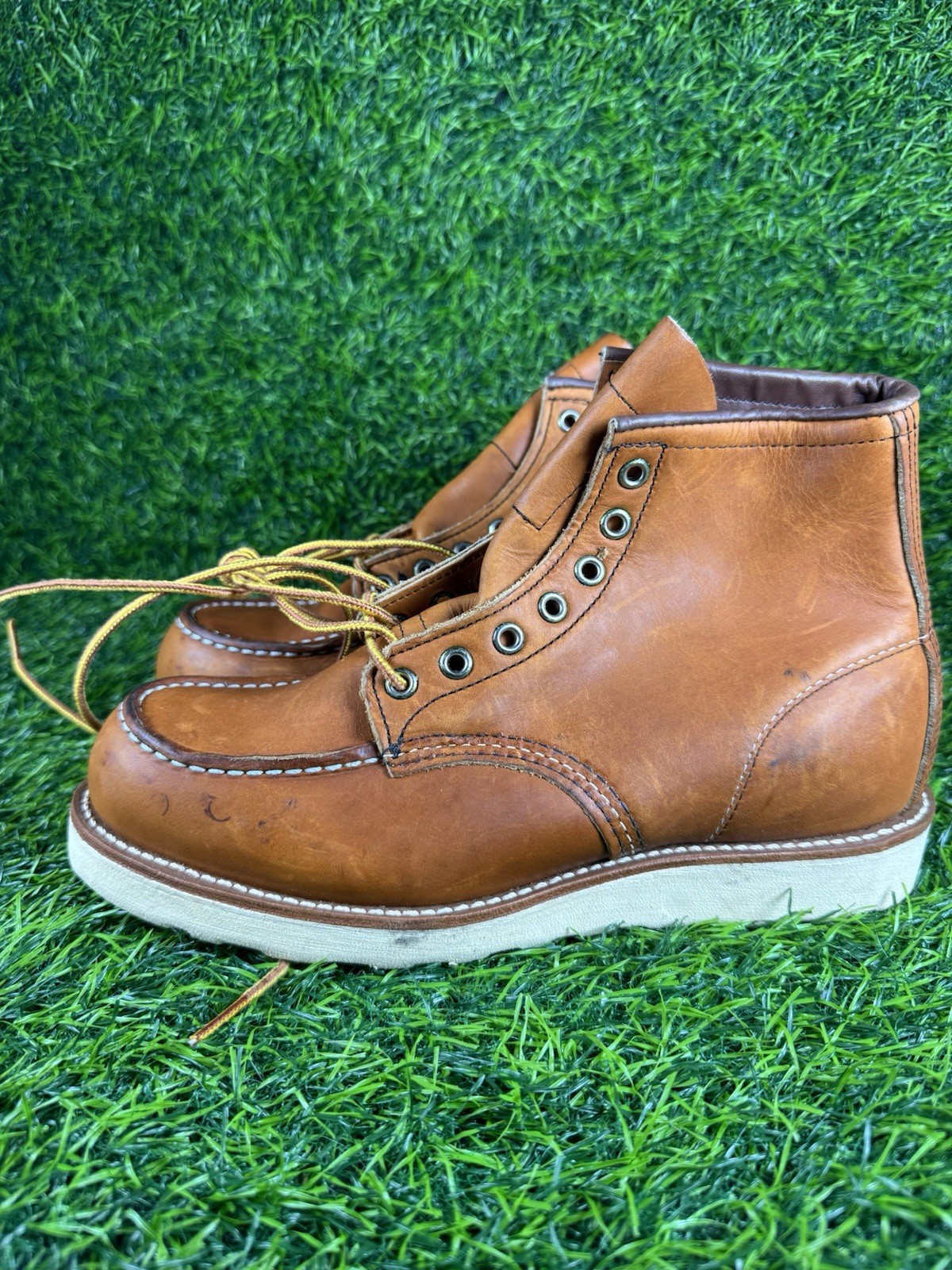 Red Wing Shoes Moc Toe Heritage Boots Men 7.5 D Orange Leather Ankle ...