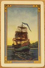 1 SWAP PLAYING CARDS - VINTAGE US NARROW NAMED SHIPS BOATS WATER  ARGOSY Cream