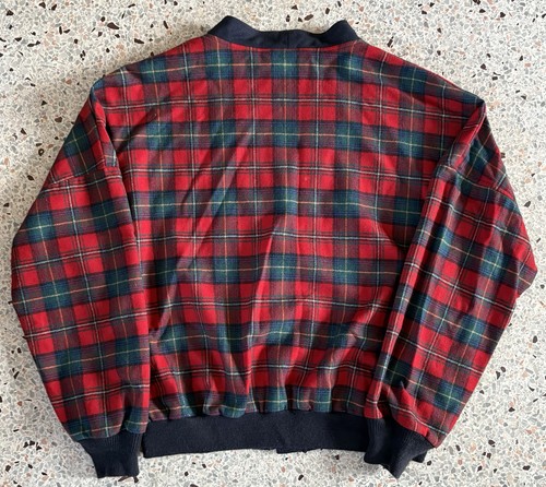 Vintage 70s Pendleton Mens Size XL Virgin Wool Cardigan Sweater Red Plaid USA - Picture 3 of 5