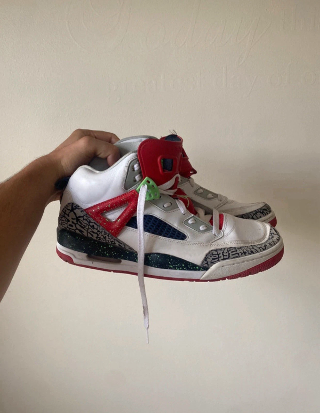 Rare scarpe da ginnastica Nike Jordan Spizike verde veleno e bianco taglia 9