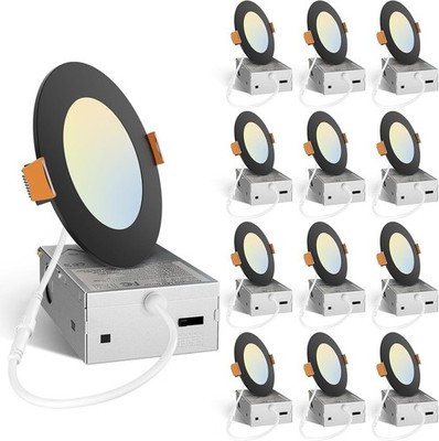 Amico 12-Pack 4  Slim Panel LED Recessed Lights   5 Color Selectable   800LM