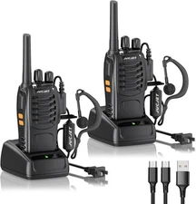Long Range Walkie Talkie 2 Set 50 Mile Two Way Radio Charge Headset Waterproof