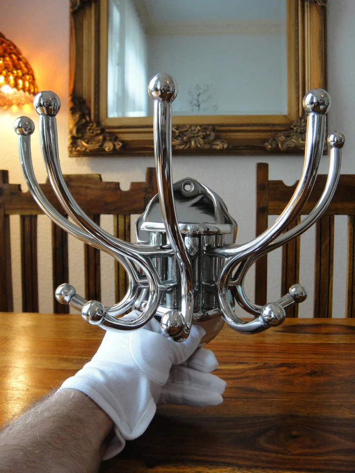 Wandgarderobe Luxus 10 Kleiderhaken Silber Garderobe Jugendstil Antik Wandhaken - Image 3 of 4