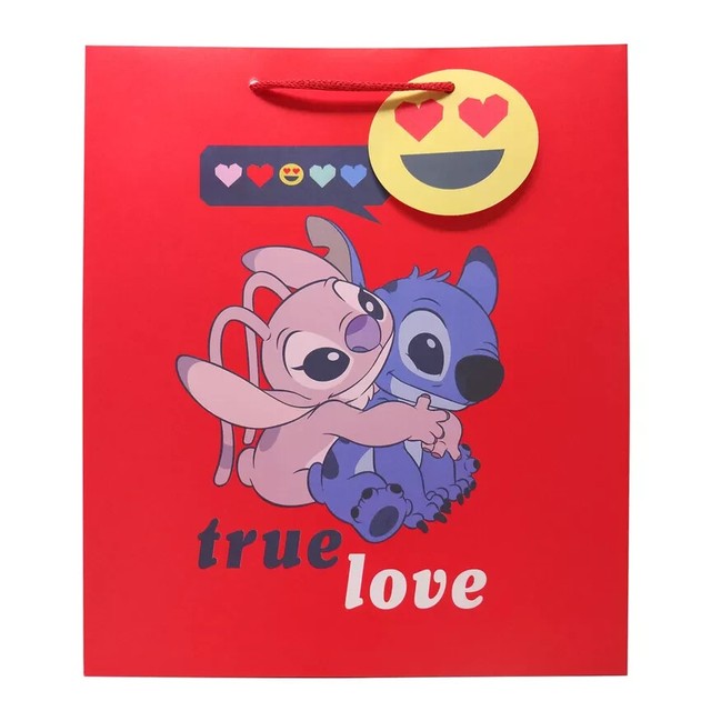 Red Angel and Stitch TRUE LOVE Large Gift Bag Birthday Anniversary Mothers Day Red Angel and Stitch TRUE LOVE Large Gift Bag Birthday Anniversary Mothers Day