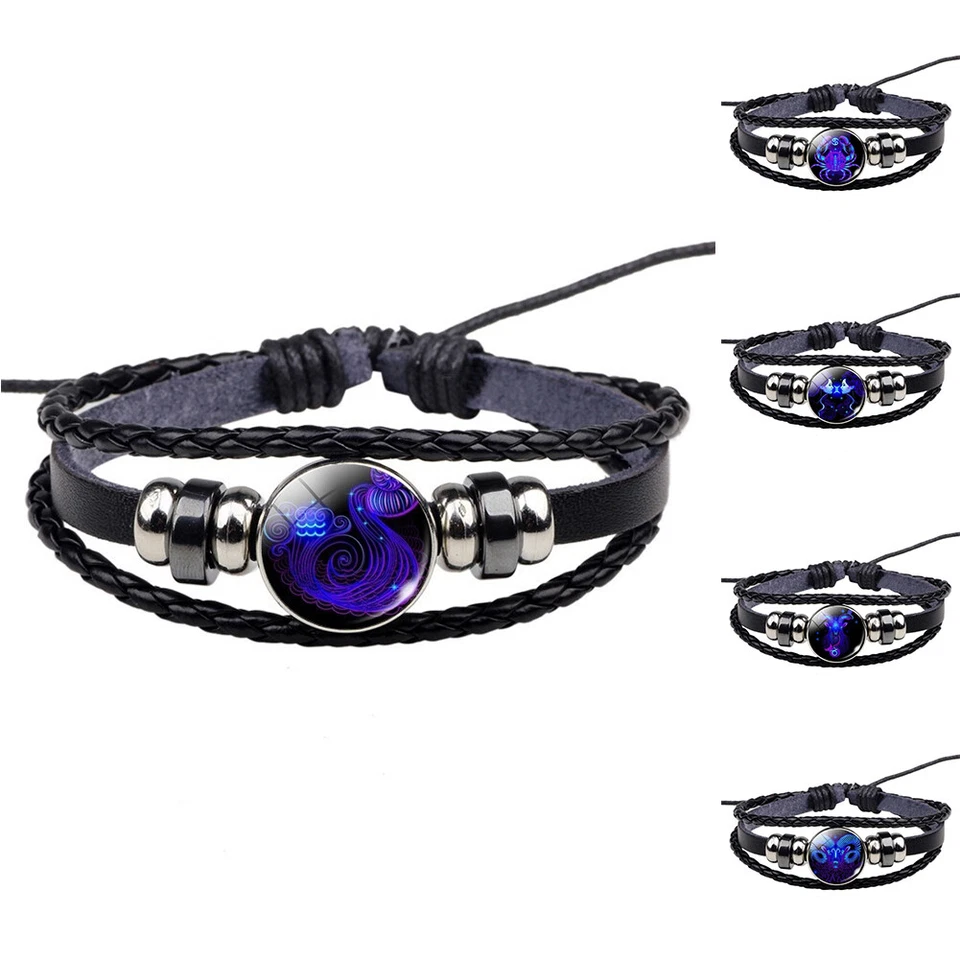 Damen Herren Surferarmband Sternzeichen Blau Geschenk Bracelet Horoskop Chunk - Bild 2 von 4